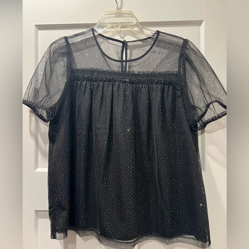 J.Crew Black Top with Gold Dots